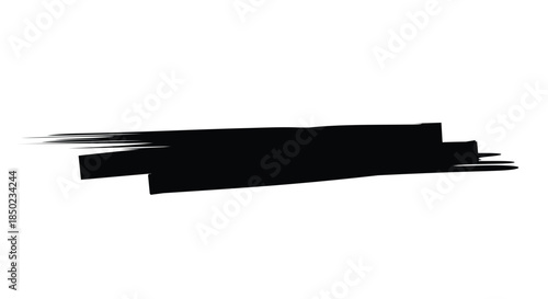 Dynamic black brush stroke on a pristine white canvas creating an abstract artistic expression