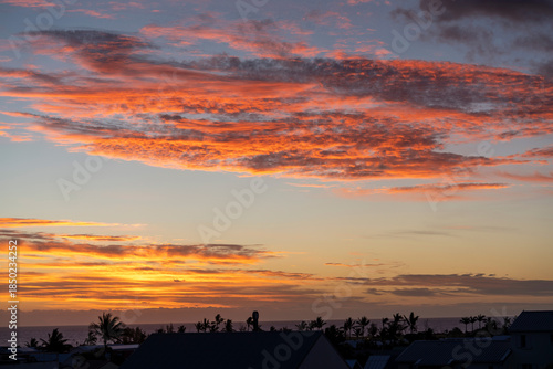 France, La Reunion Island, beautyful sunset over Saint Denis.