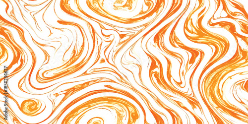 Vibrant Orange & White Abstract Marble Texture With Dynamic Fluid Liquid Swirl Background for Modern Branding, Web Design & Creative Print Media Featuring Energetic High-Contrast Ink Wash Curves