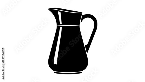 Black Ceramic Pitcher with Handle.
