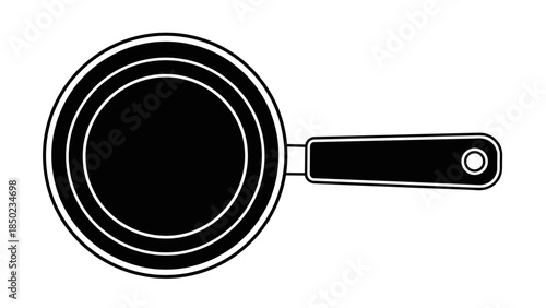 Black Frying Pan Illustration Isolated.