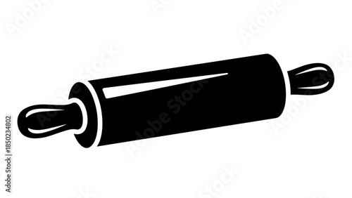Black Rolling Pin Illustration Isolated.