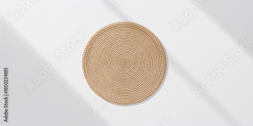 Front-facing round braided placemat used as a background for textual or layout purposes