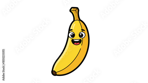 Cartoon Banana with Happy Face.