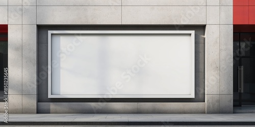 Signboard mockup with blank space for logo or text on industrial exterior facade, useful for layout and design testing