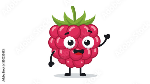 Cartoon Raspberry Character with Facial Expression.