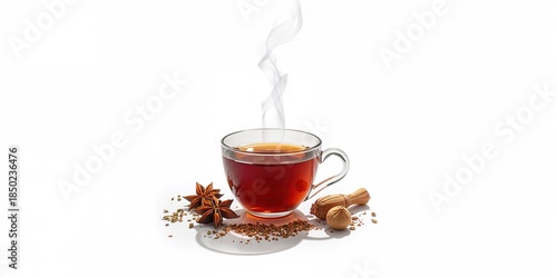 Herbal and spice-infused Masala Chai Tea placed on a white surface, highlighting aromatic blend, World Tea Day