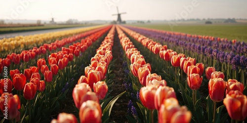 Lisse's tulip fields during harvest season, highlighting agricultural landscape and flower cultivation