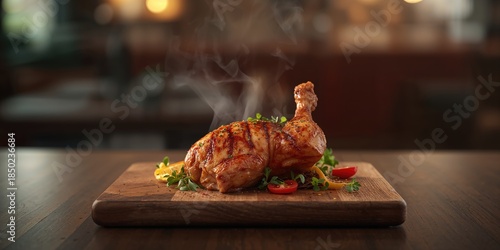 Roasted chicken shin served as a hearty protein source for meal planning