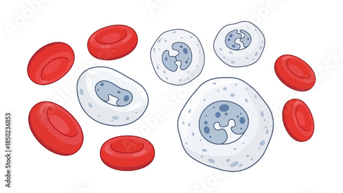 Illustration of red blood cells and white blood cells