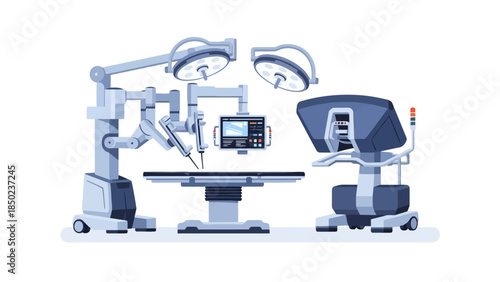 Robotic surgical system with operating table and monitor