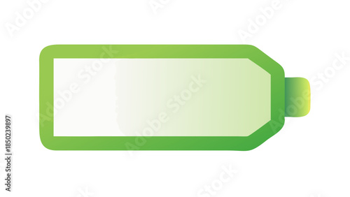 A stylized illustration of a green battery icon with a gradient indicating its charge level, isolated on a white background