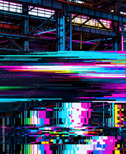 Glitch‑breaking digital interference, color distortion and pixel splitting is an industrial, modern visual for transitions and posts. It can be used in video editing, tech advertising, and trailers_2.