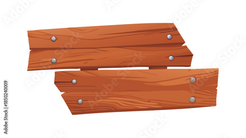 Charming rustic wooden blank sign illustration, perfectly isolated on a white background, offering a versatile template for custom messages, directional information, or vintage-themed advertising