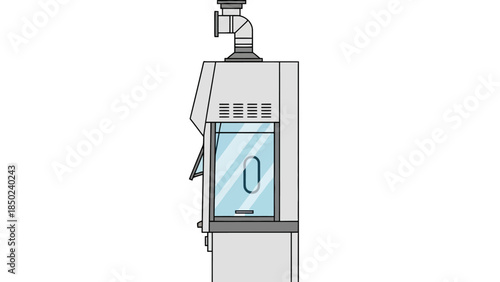 Side view of a laboratory fume hood with glass sash