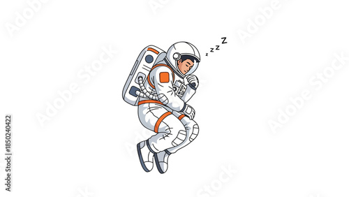 Sleeping astronaut in space with zzz symbols