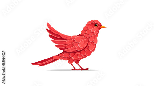 Stylized red bird on white background pixel art style