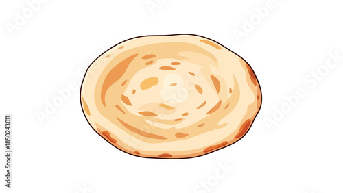 Close up of a freshly baked flatbread with a golden crust and fluffy interior