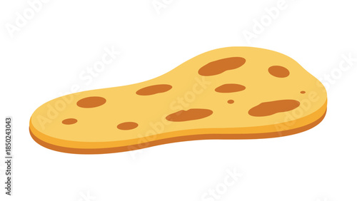Close up of a slice of cheese bread with holes and golden crust