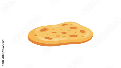 Close up of a crispy golden brown flatbread with an airy bubbly texture