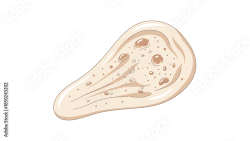 Close up of a beige colored piece of bread with a textured crust and airy interior