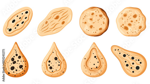 Close up of Various Cookie Shapes and Textures for Baking and Culinary Use