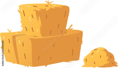 Haystack flat vector icon, cartoon bale of hay stack, straw barn and square hayloft, dry yellow grass forage pasture