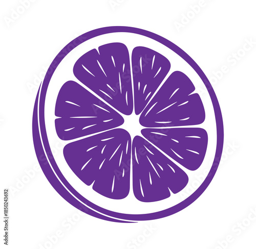 Simple purple citrus slice illustration on a white background for healthy eating and food designs
