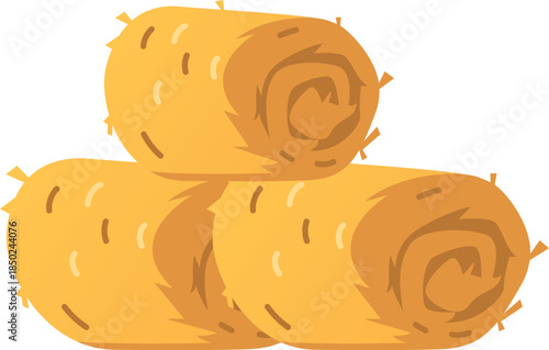Haystack rolls flat vector icon, cartoon bale of hay straw barn stack, dry yellow grass agricultural forage fodder straw
