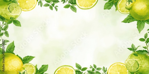 Watercolor border with citr...