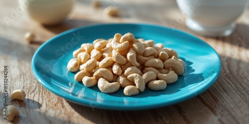 Unroasted cashews presented...