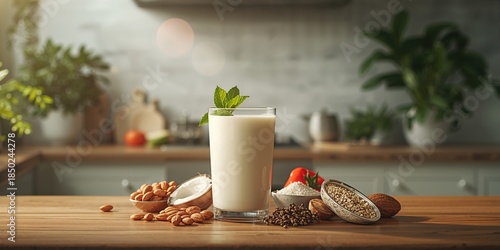 Dairy-free milk substitute with creamy consistency designed for vegan nutrition needs, health-conscious choice