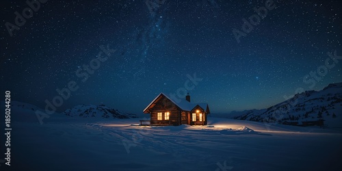 Starry night above a snow-c...