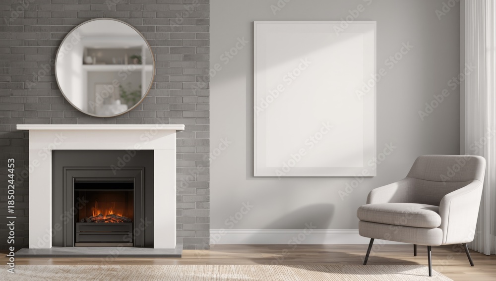 Obraz premium Electric fireplace and reed diffuser in a bedroom setting, focusing on aesthetic appeal and home atmosphere, World Sleep Day