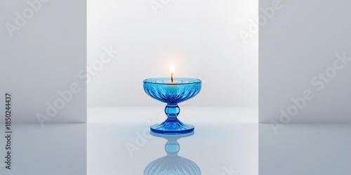 Thick glass blue candle hol...