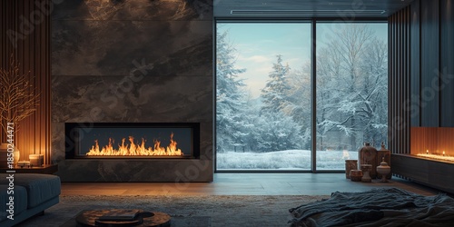 Contemporary fireplace with...