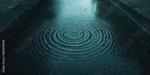 Raindrops forming ripples o...