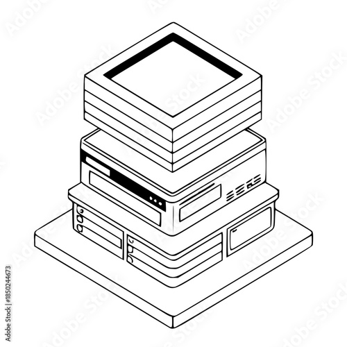Isometric Website Sections as Modular Building Blocks Vector – Flat Illustration of Web Design Structure, UIUX Layout, Digital Architecture, and Modern Responsive Website Concept