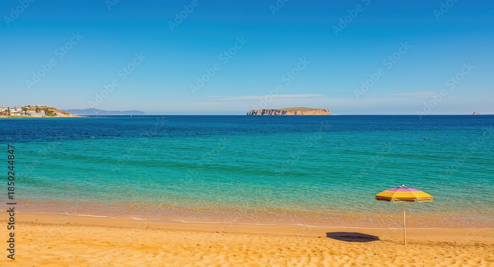Obraz premium Beach scene at Playa de la Mata in Torrevieja with sandy shoreline and calm waters, summer season, Earth Day