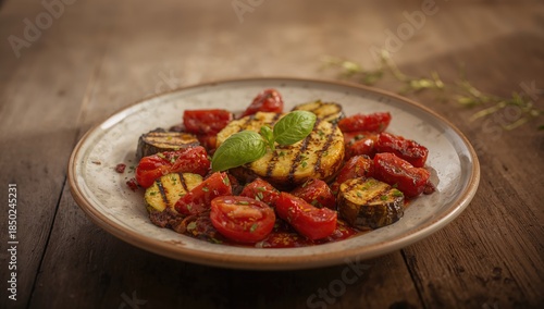 Cooked zucchini and tomatoe...