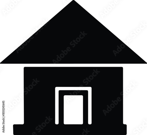 Silhouette minimalist house icon building symbol simple vector illustration