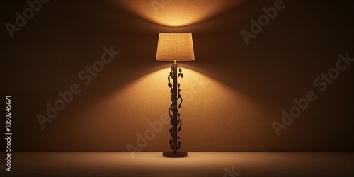 A wall illuminated by a lam...