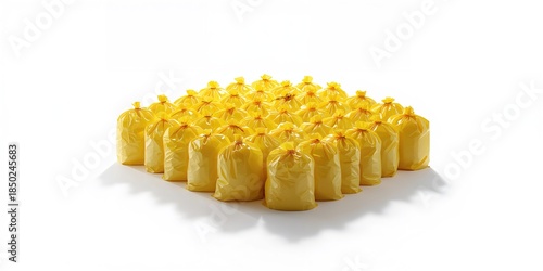 Yellow plastic trash bags s...