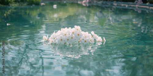 White cherry blossoms on wa...