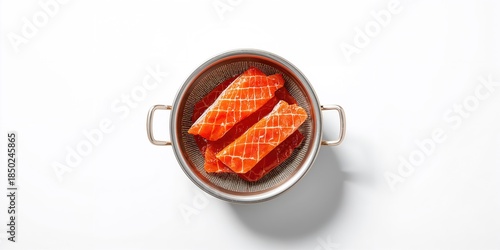 Salmon jerky placed on a wh...