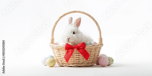 Easter bunny nestled in a b...