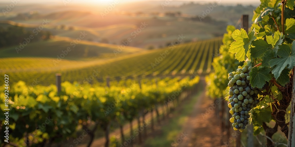 Naklejka premium Vineyards on a hillside, erosion risk and landscape preservation