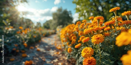 Spring flower garden with y...