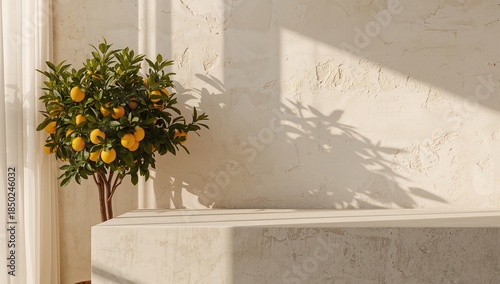 Lemon tree in front of text...