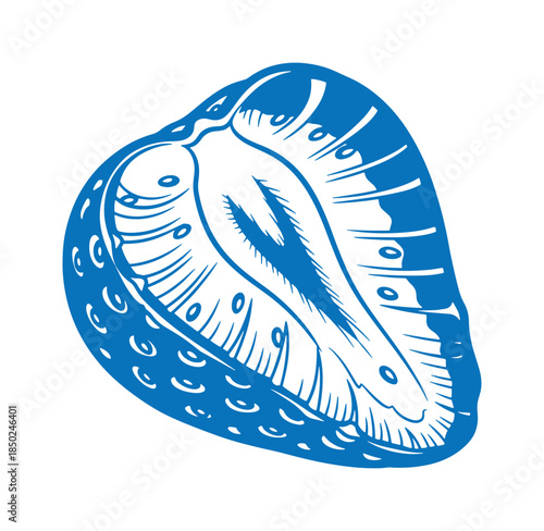 Vector illustration of a blue colored strawberry slice isolated on a white background